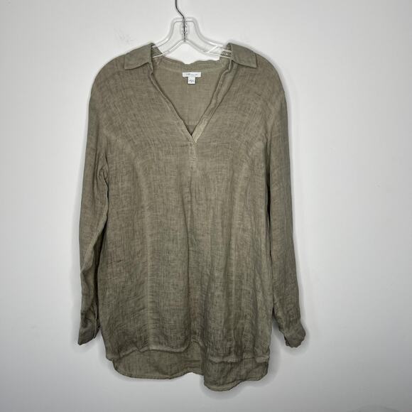 J Jill Linen Shirt Womens Medium Tunic Long Sleeve Relaxed Fit Pullover Top - Picture 4 of 13